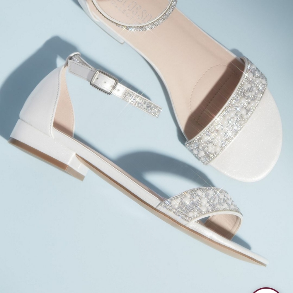 Crystal Embellished Straps Flat Satin Sandals